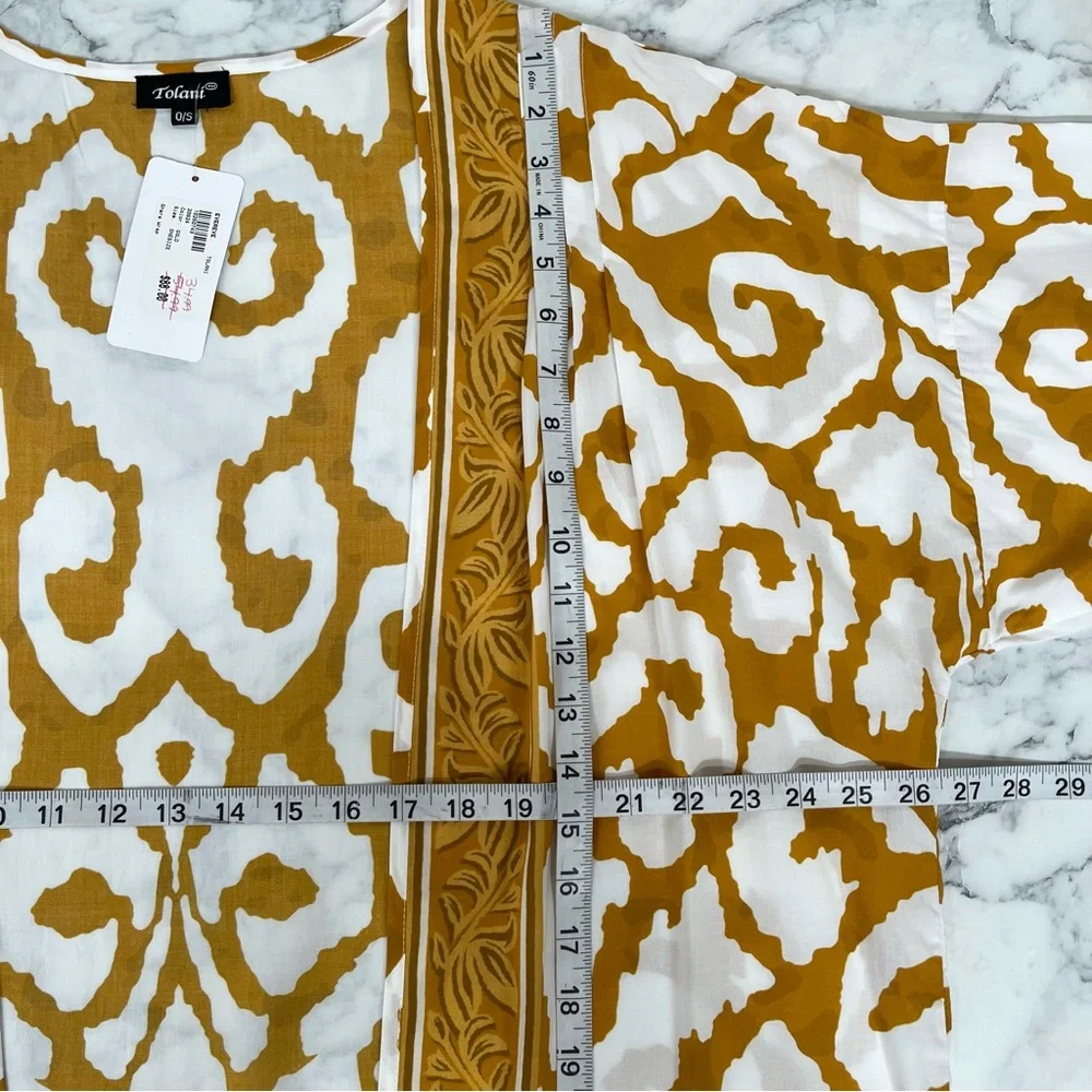 Evereve Tolani Gold Shara Wrap Kimono/Bathing Suit Cover One Size - Picture 9 of 15